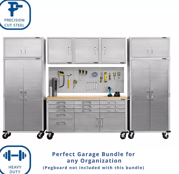 Seville Classics® UltraHD® 8-Piece Steel Garage Cabinet Storage Set With Rolling Workbench, 12 Feet Wide Online now