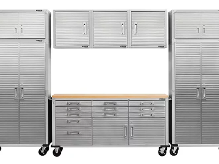 Seville Classics® UltraHD® 8-Piece Steel Garage Cabinet Storage Set With Rolling Workbench, 12 Feet Wide Online now