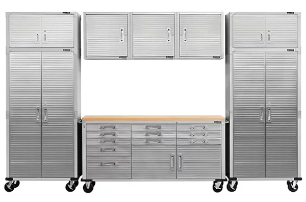 Seville Classics® UltraHD® 8-Piece Steel Garage Cabinet Storage Set With Rolling Workbench, 12 Feet Wide Online now