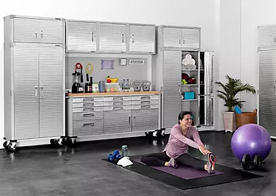 Seville Classics® UltraHD® 8-Piece Steel Garage Cabinet Storage Set With Rolling Workbench, 12 Feet Wide Online now