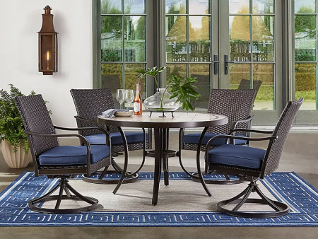 Member s Mark Heritage 5-Piece Round Dining Set - Indigo Blue Online Hot Sale