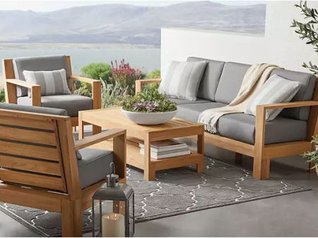 Member s Mark Newport 4-Piece Teak Deep Seating Patio Set with Sunbrella Fabric Online