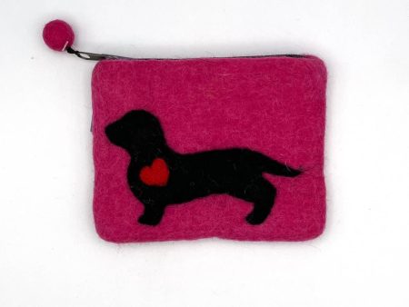 Dachshund with Heart Felt Coin Purse For Cheap