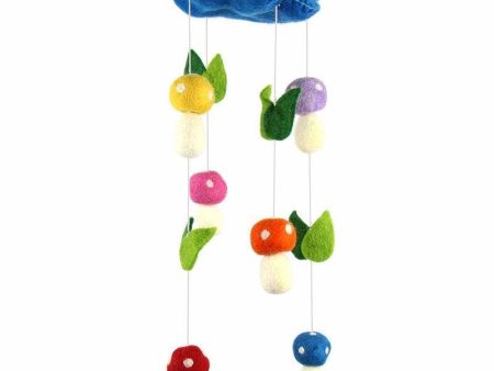 Blue Mushrooms Felt Nursery Mobile Supply