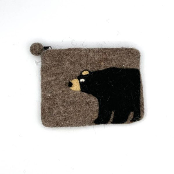 Black Bear Felt Coin Purse Fashion